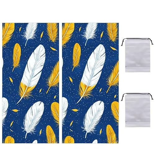 Strandtuch Feder XXL 70 x 140 cm Strandhandtuch Mikrofaser mit Tasche, Saugfahig und Schnell Trocknende Beach Towel 2 Stück, Weiches & Leichtes Strandkleider Damen Strandmatte für Strand, Reise R-918 von WEISHIWE