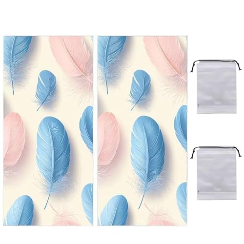 Strandtuch Groß, 100 x 200 cm 2er Set Damen Herren Strandhandtuch Feder, Schnell Trocknendes, Weiches, Leichtes, Pflegeleicht, Sandfreies Microfaser Handtücher für Reise Urlaub Schwimmen Camping q-916 von WEISHIWE