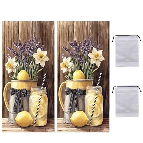 Strandtuch Groß, 100 x 200 cm 2er Set Damen Herren Strandhandtuch Lavendel Frucht, Schnell Trocknendes, Weiches, Leichtes, Sandfreies Microfaser Handtücher für Reise Urlaub Schwimmen Camping q-877 von WEISHIWE