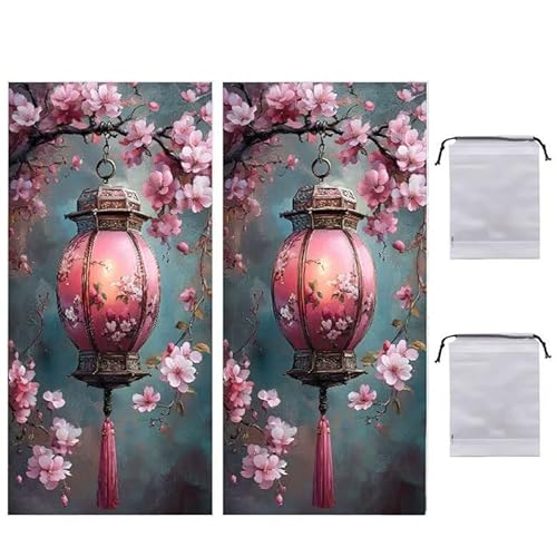 Strandtuch Groß, 100 x 200 cm 2er Set Damen Herren Strandhandtuch Sakura Laterne, Schnell Trocknendes, Weiches, Leichtes, Sandfreies Microfaser Handtücher für Reise Urlaub Schwimmen Camping q898 von WEISHIWE