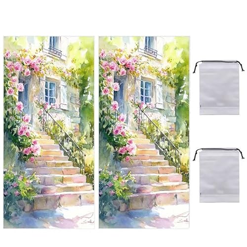 Strandtuch Groß, 60 x 120 cm 2er Set Damen Herren Strandhandtuch Hütte Blumen, Schnell Trocknendes, Weiches, Leichtes, Sandfreies Microfaser Handtücher für Reise Urlaub Schwimmen Camping q-847 von WEISHIWE