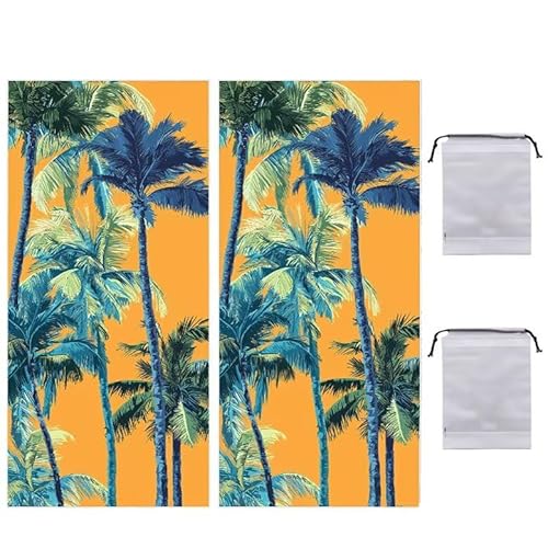Strandtuch Groß, 60 x 120 cm 2er Set Damen Herren Strandhandtuch Kokosnussbaum, Schnell Trocknendes, Weiches, Leichtes, Sandfreies Microfaser Handtücher für Reise Urlaub Schwimmen Camping q-881 von WEISHIWE