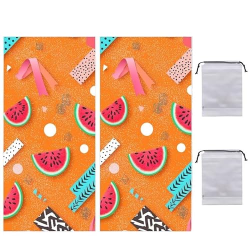 Strandtuch Groß, 60 x 120 cm 2er Set Damen Herren Strandhandtuch Obst Wassermelone, Schnell Trocknendes, Weiches, Leichtes, Sandfreies Microfaser Handtücher für Reise Urlaub Schwimmen Camping q-806 von WEISHIWE