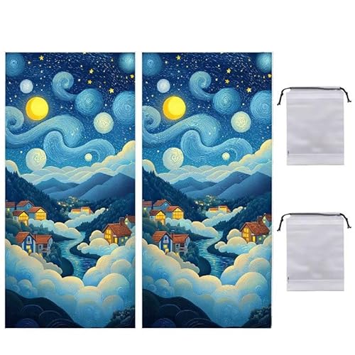 Strandtuch Groß, 60 x 120 cm 2er Set Damen Herren Strandhandtuch Sternenhimmel, Schnell Trocknendes, Weiches, Leichtes, Sandfreies Microfaser Handtücher für Reise Urlaub Schwimmen Camping q-859 von WEISHIWE