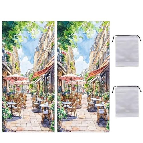 Strandtuch Groß, 75 x 150 cm 2er Set Damen Herren Strandhandtuch Kleinstadt Landschaft, Schnell Trocknendes, Weiches, Leichtes, Sandfreies Microfaser Handtücher für Reise Urlaub Schwimmen Camping q850 von WEISHIWE
