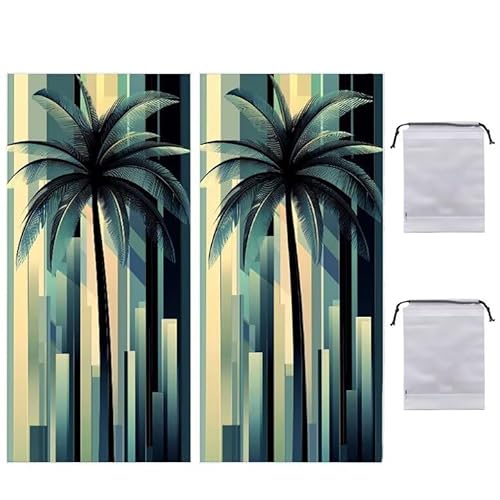 Strandtuch Groß, 75 x 150 cm 2er Set Damen Herren Strandhandtuch Kokosnussbaum, Schnell Trocknendes, Weiches, Leichtes, Sandfreies Microfaser Handtücher für Reise Urlaub Schwimmen Camping q-882 von WEISHIWE
