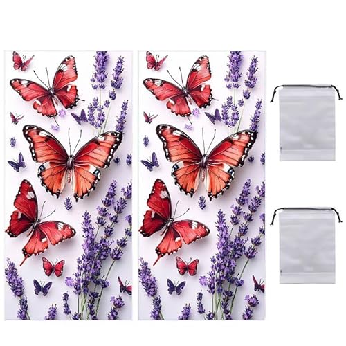 Strandtuch Groß, 75 x 150 cm 2er Set Damen Herren Strandhandtuch Lavendel Schmetterling, Schnell Trocknendes, Weiches, Leichtes, Sandfreies Microfaser Handtücher für Reise Urlaub Schwimmen q-876 von WEISHIWE