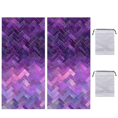 Strandtuch Groß, 75 x 150 cm 2er Set Damen Herren Strandhandtuch Lila Geometrie, Schnell Trocknendes, Weiches, Leichtes, Sandfreies Microfaser Handtücher für Reise Urlaub Schwimmen Camping q-997 von WEISHIWE
