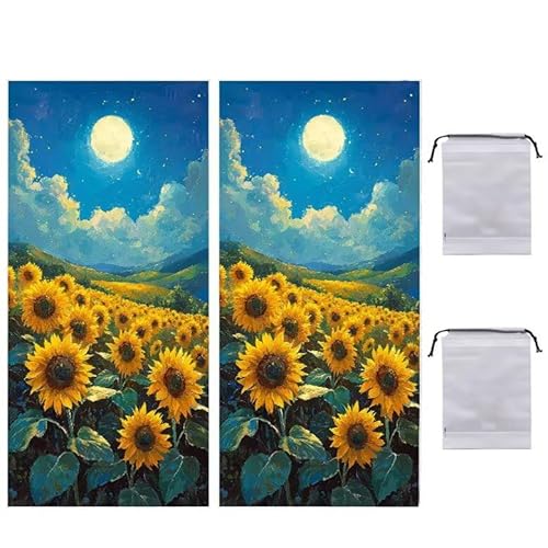Strandtuch Groß, 75 x 150 cm 2er Set Damen Herren Strandhandtuch Mond Sonnenblume, Schnell Trocknendes, Weiches, Leichtes, Sandfreies Microfaser Handtücher für Reise Urlaub Schwimmen Camping q-960 von WEISHIWE