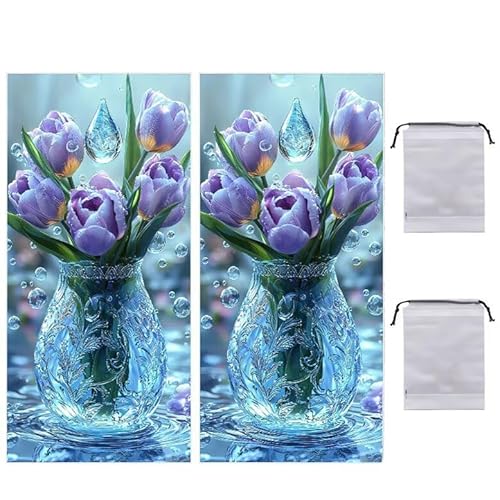 Strandtuch Groß, 75 x 150 cm 2er Set Damen Herren Strandhandtuch Tulpenblüten, Schnell Trocknendes, Weiches, Leichtes, Sandfreies Microfaser Handtücher für Reise Urlaub Schwimmen Camping q-932 von WEISHIWE