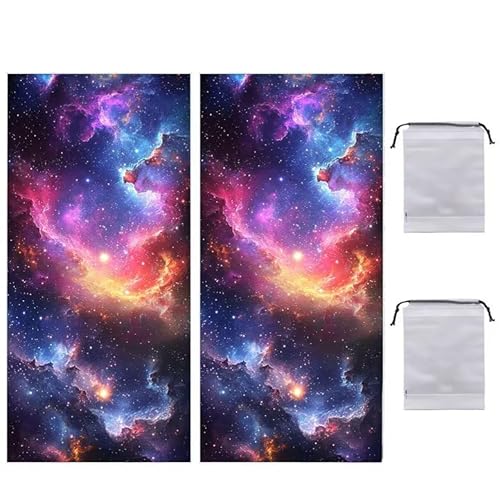 Strandtuch Groß, 75 x 150 cm 2er Set Damen Herren Strandhandtuch Universum Sternenhimmel, Schnell Trocknendes, Weiches, Leichtes, Sandfreies Microfaser Handtücher für Reise Urlaub Schwimmen q-910 von WEISHIWE