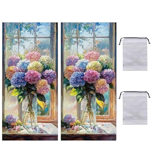 Strandtuch Groß, 90 x 180 cm 2er Set Damen Herren Strandhandtuch Hortensien Vase, Schnell Trocknendes, Weiches, Leichtes, Sandfreies Microfaser Handtücher für Reise Urlaub Schwimmen Camping q869 von WEISHIWE