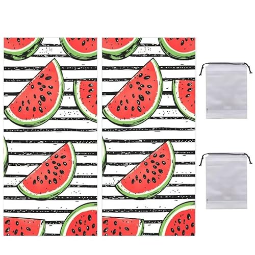 Strandtuch Groß, 90 x 180 cm 2er Set Damen Herren Strandhandtuch Obst Wassermelone, Schnell Trocknendes, Weiches, Leichtes, Sandfreies Microfaser Handtücher für Reise Urlaub Schwimmen Camping q-807 von WEISHIWE