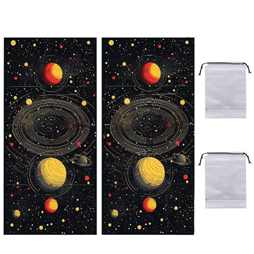 Strandtuch Groß, 90 x 180 cm 2er Set Damen Herren Strandhandtuch Universum Planet, Schnell Trocknendes, Weiches, Leichtes, Sandfreies Microfaser Handtücher für Reise Urlaub Schwimmen Camping q-912 von WEISHIWE