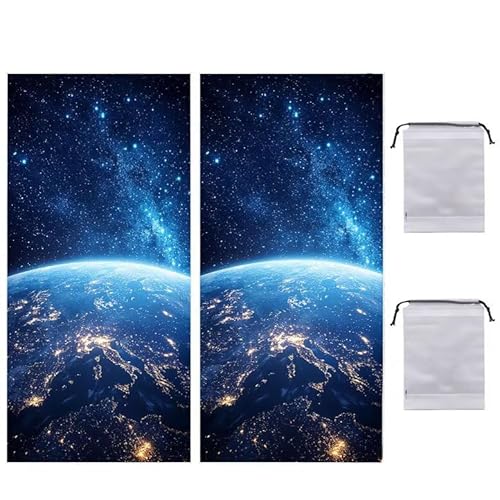 Strandtuch Planet XXL 70 x 140 cm Strandhandtuch Mikrofaser mit Tasche, Saugfahig und Schnell Trocknende Beach Towel 2 Stück, Weiches & Leichtes Strandkleider Damen Strandmatte für Strand, Reise R-864 von WEISHIWE