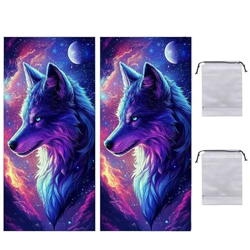 WEISHIWE Strandtuch Groß, 100 x 200 cm 2er Set Damen Herren Strandhandtuch Mond Wolf, Schnell Trocknendes, Weiches, Leichtes, Sandfreies Microfaser Handtücher für Reise Urlaub Schwimmen Camping q-958 WEISHIWE Strandtuch Groß, 100 x 200 cm 2er Set Damen Herren Strandhandtuch Mond Wolf, Schnell Trocknendes, Weiches, Leichtes, Sandfreies Microfaser Handtücher für Reise Urlaub Schwimmen Camping q-958 von WEISHIWE