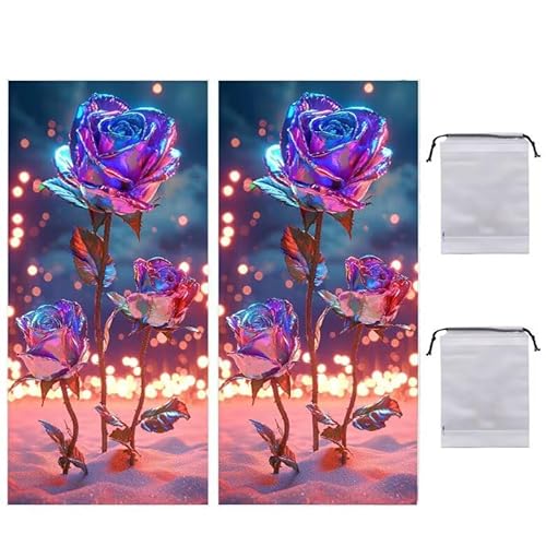 WEISHIWE Strandtuch Groß, 100 x 200 cm 2er Set Damen Herren Strandhandtuch Traum Rose, Schnell Trocknendes, Weiches, Leichtes, Sandfreies Microfaser Handtücher für Reise Urlaub Schwimmen Camping q679 von WEISHIWE