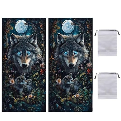 WEISHIWE Strandtuch Groß, 60 x 120 cm 2er Set Damen Herren Strandhandtuch Mond Wolf, Schnell Trocknendes, Weiches, Leichtes, Sandfreies Microfaser Handtücher für Reise Urlaub Schwimmen Camping q-942 WEISHIWE Strandtuch Groß, 60 x 120 cm 2er Set Damen Herren Strandhandtuch Mond Wolf, Schnell Trocknendes, Weiches, Leichtes, Sandfreies Microfaser Handtücher für Reise Urlaub Schwimmen Camping q-942 von WEISHIWE
