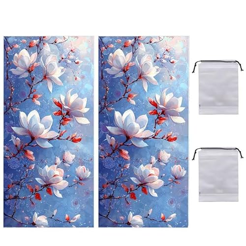 WEISHIWE Strandtuch Groß, 75 x 150 cm 2er Set Damen Herren Strandhandtuch Magnolie, Schnell Trocknendes, Weiches, Leichtes, Sandfreies Microfaser Handtücher für Reise Urlaub Schwimmen Camping q-924 von WEISHIWE
