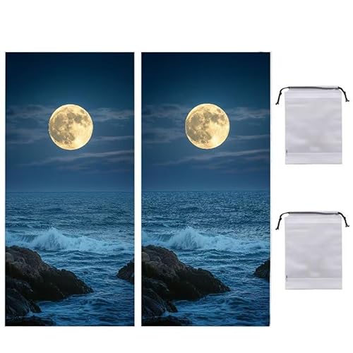 WEISHIWE Strandtuch Groß, 75 x 150 cm 2er Set Damen Herren Strandhandtuch Mond Meer, Schnell Trocknendes, Weiches, Leichtes, Sandfreies Microfaser Handtücher für Reise Urlaub Schwimmen Camping q-951 WEISHIWE Strandtuch Groß, 75 x 150 cm 2er Set Damen Herren Strandhandtuch Mond Meer, Schnell Trocknendes, Weiches, Leichtes, Sandfreies Microfaser Handtücher für Reise Urlaub Schwimmen Camping q-951 von WEISHIWE