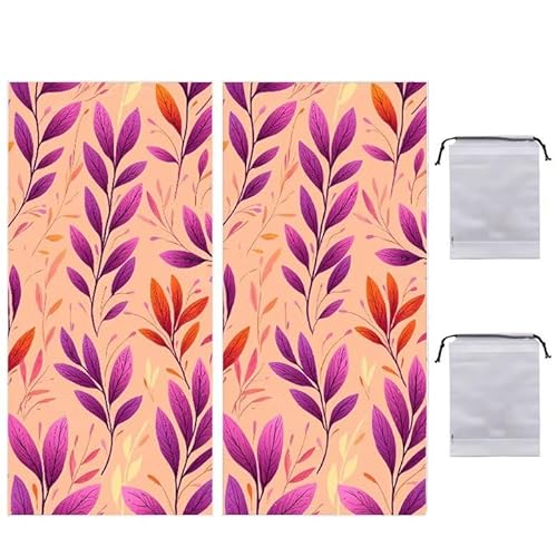 WEISHIWE Strandtuch Groß, 90 x 180 cm 2er Set Damen Herren Strandhandtuch Lila Blume, Schnell Trocknendes, Weiches, Leichtes, Sandfreies Microfaser Handtücher für Reise Urlaub Schwimmen Camping q-995 von WEISHIWE