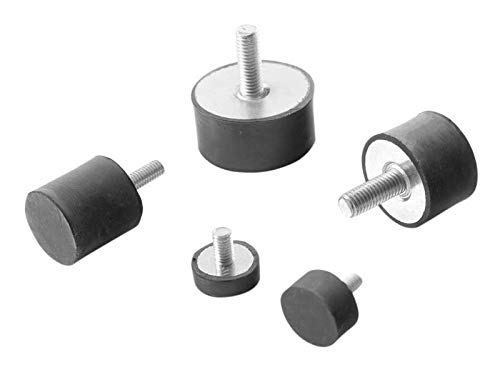 Kora Möbelfuß Gummi-Metall-Element mit einseitigem Gewinde Diverse Größen TypD (M10 x 28, 40 x 40) Schwarz Quadratisch für Maschinen von Kora