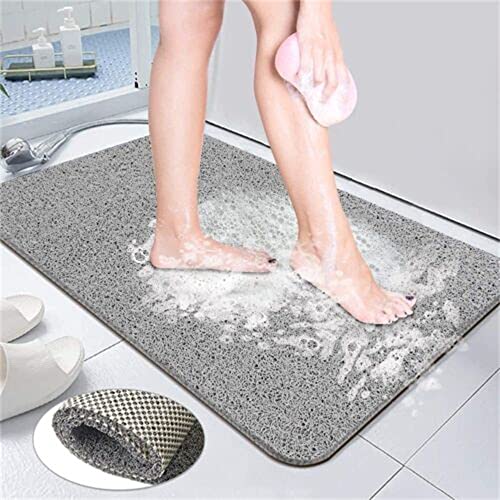 Super bequeme Duschmatte, rutschfeste Badematte, die Ihren Abfluss nie verschmutzt oder blockiert (40 x 60 cm, grau) von WEISIPU