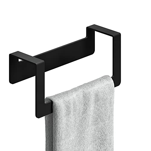 WEISSENSTEIN Handtuchstange Klein Schwarz - Edelstahl ohne Bohren 22cm - Handtuchhalter selbstklebend für Bad und Küche von WEISSENSTEIN