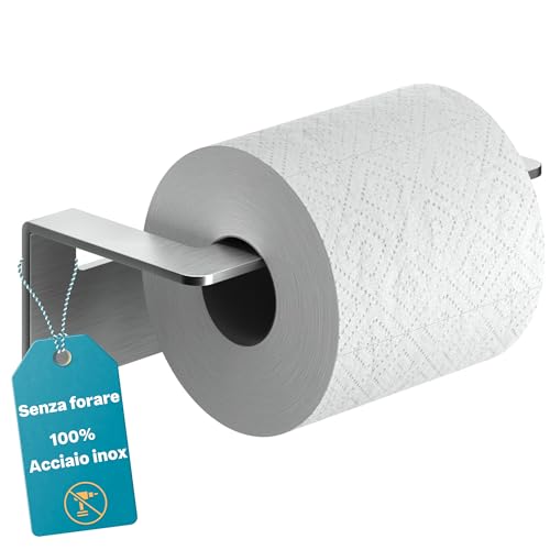 WEISSENSTEIN Toilettenpapierhalter Edelstahl ohne Bohren - WC-Rollenhalter selbstklebend - 16 x 5,5 x 8 cm von WEISSENSTEIN