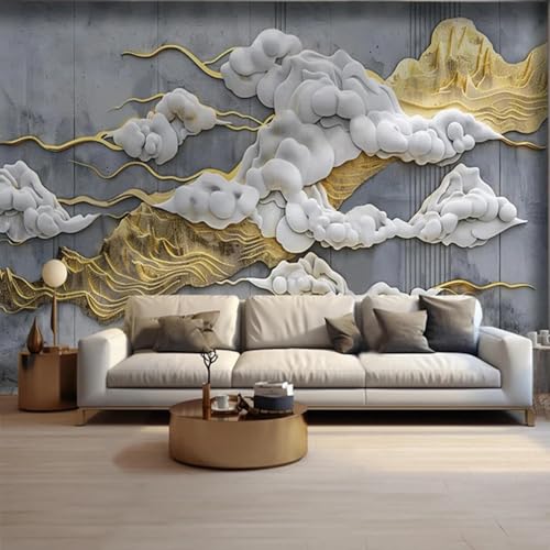 WEITAOSM 3D Abstrakte stereoskopische Wolken und Berge Relief Wandbild Schlafzimmer Wohnzimmer Sofa Hintergrund Wandkunst Tapete (selbstklebendes PVC) von WEITAOSM