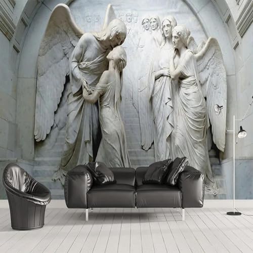 WEITAOSM 3D Kreative Stereo Relief Engel Skulptur Kunst Wandbild Wohnzimmer TV Sofa Schlafzimmer Home Decor Tapete (selbstklebendes PVC) von WEITAOSM