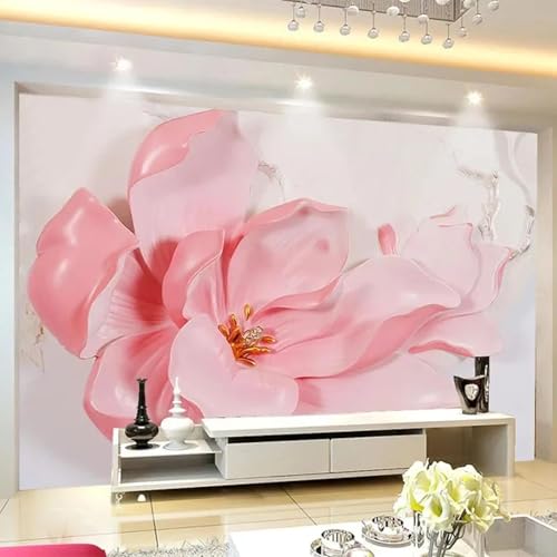 WEITAOSM 3D Relief Rosa Blume Kunst Wandbild Wohnzimmer TV Sofa Schlafzimmer Hintergrund Wand Romantische Tapete (Selbstklebendes PVC) von WEITAOSM