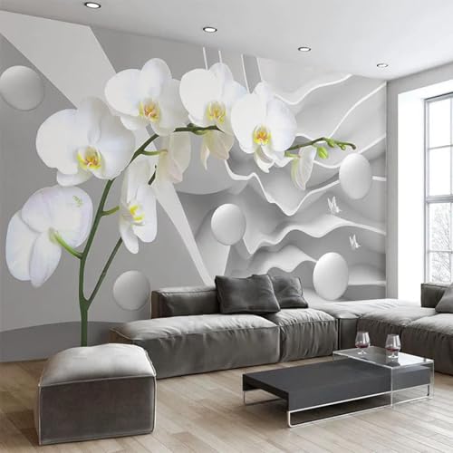 WEITAOSM 3D-Relief-Wandbild mit Schmetterling und weißer Blume, für Schlafzimmer, Wohnzimmer, Esszimmer, Hintergrundmalerei, abstrakte Kunsttapete (selbstklebendes PVC) von WEITAOSM