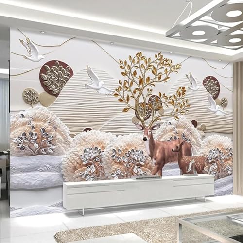 WEITAOSM 3D-Stereo-Dschungel-Elchvögel, abstrakte Kunst, Wandbild, Wohnzimmer, Schlafzimmer, Fernseher, Sofa, Heimdekoration (selbstklebendes PVC) von WEITAOSM