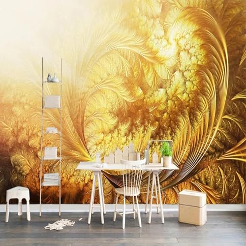 WEITAOSM 3D-Tapete, abstrakte goldene Feder, europäischer Stil, für Wohnzimmer, Schlafzimmer, Arbeitszimmer, TV-Hintergrund, Wandkunst (selbstklebendes PVC) von WEITAOSM