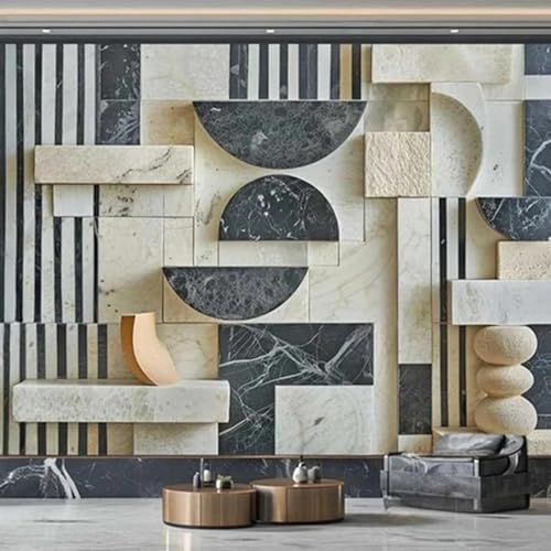 WEITAOSM 3D-Tapete, modernes Stereo, abstraktes geometrisches Marmormuster, Wohnzimmer, Esszimmer, Sofa, Hintergrund, Kunstwandbild (selbstklebendes PVC) von WEITAOSM