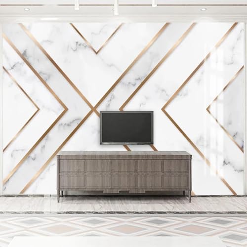 WEITAOSM 3D-Tapete mit geometrischem Muster und goldener Linie, Marmor-Hintergrund, Wohnzimmer, Fernseher, Heimdekoration, kreative Kunst (selbstklebendes PVC) von WEITAOSM