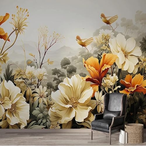 WEITAOSM 3D-Tapete mit handgemalten tropischen Pflanzen, Blumen, Vögeln und Landschaften, für Schlafzimmer, Arbeitszimmer, Wohnzimmer, Sofa, Kunsttapete (selbstklebendes PVC) von WEITAOSM