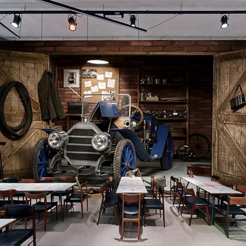 WEITAOSM 3D-Wandbild im Retro-Stil mit Auto, Werkzeug, Garage, Restaurant, Café, Wohnzimmer, kreatives Kunst-Wandbild (selbstklebendes PVC) von WEITAOSM