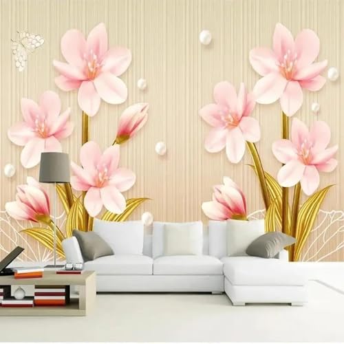 WEITAOSM 3D-Wandbild im europäischen Stil mit rosa Blumen- und Schmetterlingsmuster, für Schlafzimmer, Wohnzimmer, TV, Sofa, Hintergrund, Wandkunst, Tapete (selbstklebendes PVC) von WEITAOSM