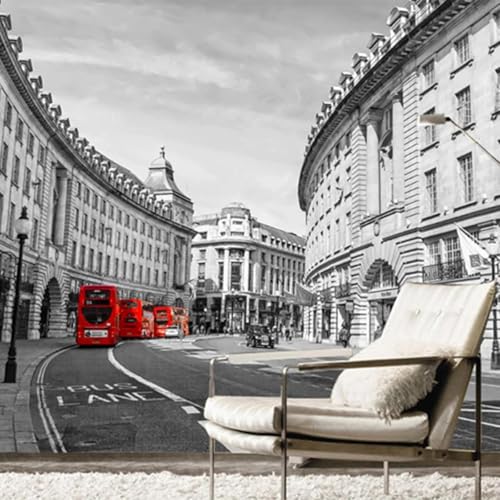 WEITAOSM 3D-Wandbild mit britischem Stadtgebäude im Retro-Stil, Straßenszenerie, für Restaurant, Café, Wohnzimmer, Sofa (selbstklebendes PVC) von WEITAOSM