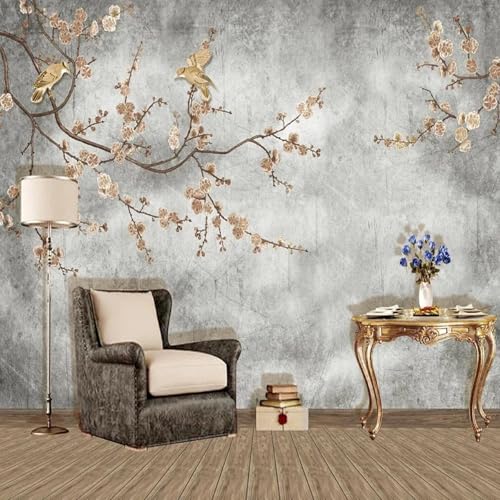 WEITAOSM 3D-Wandbild mit handgemalten Pflanzen, Blumen und Vögeln, für Schlafzimmer, Wohnzimmer, Fernseher, Sofa, Arbeitszimmer, Hintergrund, Wandkunst, Tapete (selbstklebendes PVC) von WEITAOSM