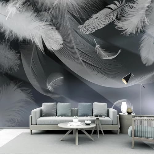 WEITAOSM 3D-Wandbild mit wunderschönen weißen Federn, handgemalt, modernes Wandbild für Wohnzimmer, Schlafzimmer, Arbeitszimmer, Sofa (selbstklebendes PVC) von WEITAOSM