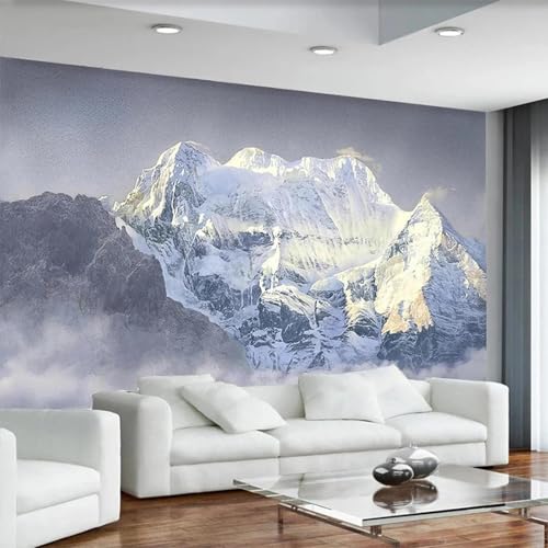 WEITAOSM 3D-Wandbilder mit nordischer weißer Rauch-Schneeberglandschaft, geeignet für Wohnzimmer, Schlafzimmer, Fernseher, Sofa (selbstklebendes PVC) von WEITAOSM