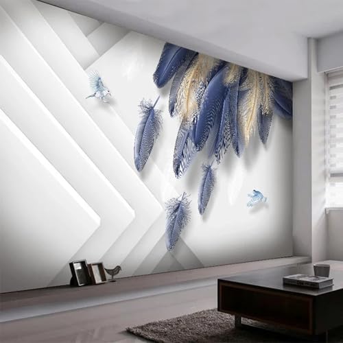 WEITAOSM 3D dreidimensionaler Federvogel geometrischer Hintergrund moderne Mode Wandbild Schlafzimmer Wohnzimmer Sofa Wanddekoration (selbstklebendes PVC) von WEITAOSM