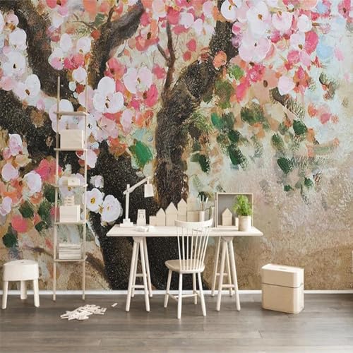 WEITAOSM 3D kreative pastorale Ölgemälde Pflanze Blume Wandbild Schlafzimmer Wohnzimmer Arbeitszimmer Mädchenzimmer Wandkunst Tapete (selbstklebendes PVC) von WEITAOSM