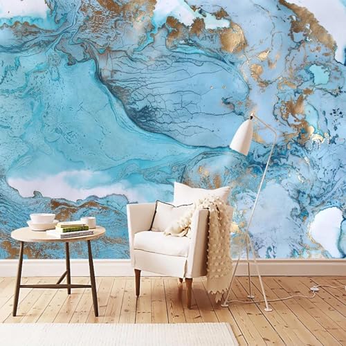 WEITAOSM Abstraktes Tintenölgemälde 3D blaue Wolkenlandschaft Kunstwandbild Schlafzimmer Wohnzimmer TV Sofa Wandbild (selbstklebendes PVC) von WEITAOSM