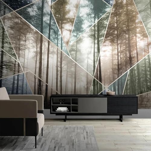 WEITAOSM Europäische 3D-Tapete mit handgemaltem abstraktem geometrischem Dschungellandschaftsmuster, für Schlafzimmer, Wohnzimmer, Fernseher, Sofa, Wandbild (selbstklebendes PVC) von WEITAOSM