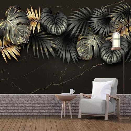 WEITAOSM Handbemalte 3D-Tapete mit tropischen Pflanzen und Bananenblättern aus Marmor, Stereo-Kunst, für Schlafzimmer, Arbeitszimmer und Wohnzimmer (selbstklebendes PVC) von WEITAOSM