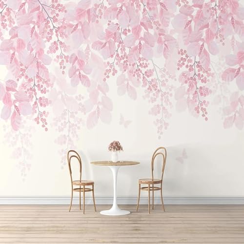 WEITAOSM Handgemaltes Wandbild im nordischen Stil mit Kirschbaum und rosa Blumen, für Schlafzimmer, Wohnzimmer, Mädchenzimmer (selbstklebendes PVC) von WEITAOSM